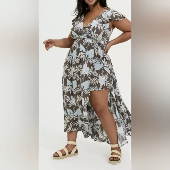 Maxi Gauze Walk-Through Boho Dress Romper Tropical Women's Size 1X - Picture 9 of 14